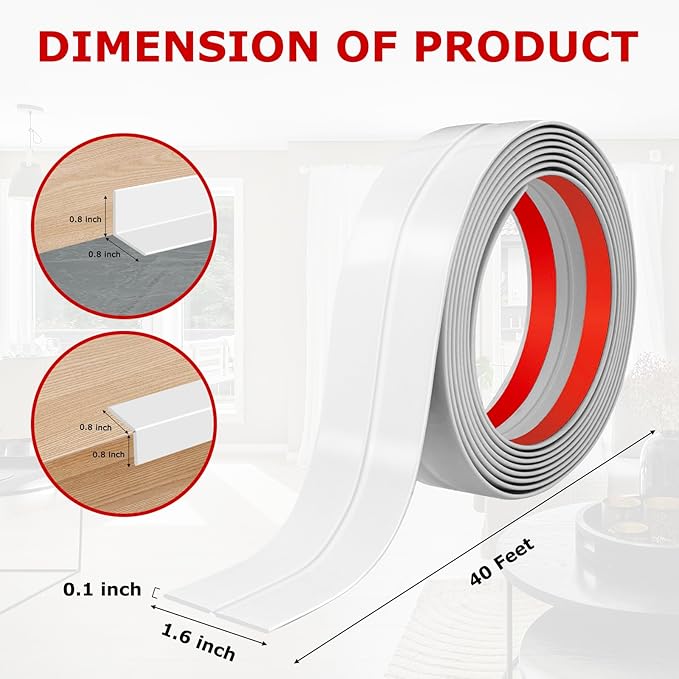 Flexible Wall Corner Protector Moulding Trim Peel and Stick Wall Corner Guards Edge Protector Self Adhesive Molding Trim Strip for Edge Ceiling (White, 1.6 in x 40 Ft)