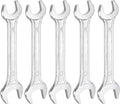 HARFINGTON 5pcs Double Open End Wrench 14mm x 17mm Metric 15 Degree Offset Angle Small Flat Head Wrench Galvanizing Open Ended Spanner for Automotive Repair Furniture Assembly