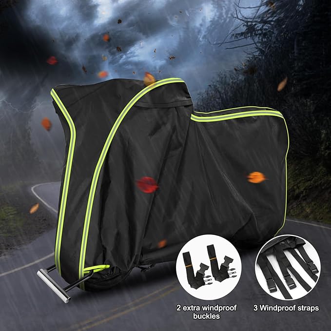 Waterproof Motorcycle Cover for Honda Grom MSX125/Navi/Monkey/2022 Benelli 135/2023 Grom, All Weather Outdoor Black Protective Cover with Reflective Strips,Vent Holes and Lock Holes