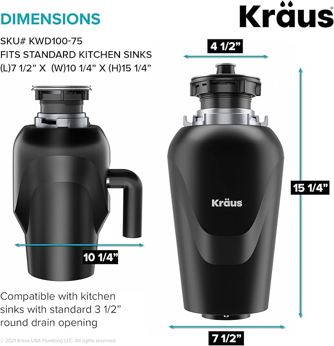 KRAUS Kore Workstation 32-inch Undermount 16 Gauge Stainless Kitchen Sink, Single Bowl Kitchen Sink with 3/4 HP Garbage Disposal, KWU110-32-100-75MB