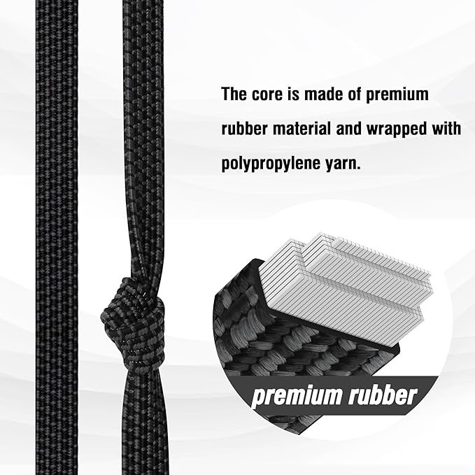 Bungee Cords, Flat Adjustable Bungee Cords with Hooks Heavy Duty 48 Inch, Elastic Rubber Black Bungee Straps with Buckle Hooks for Outdoor, Camping, Tarps, Bike Rack, Tent, Truck, 6 Pack