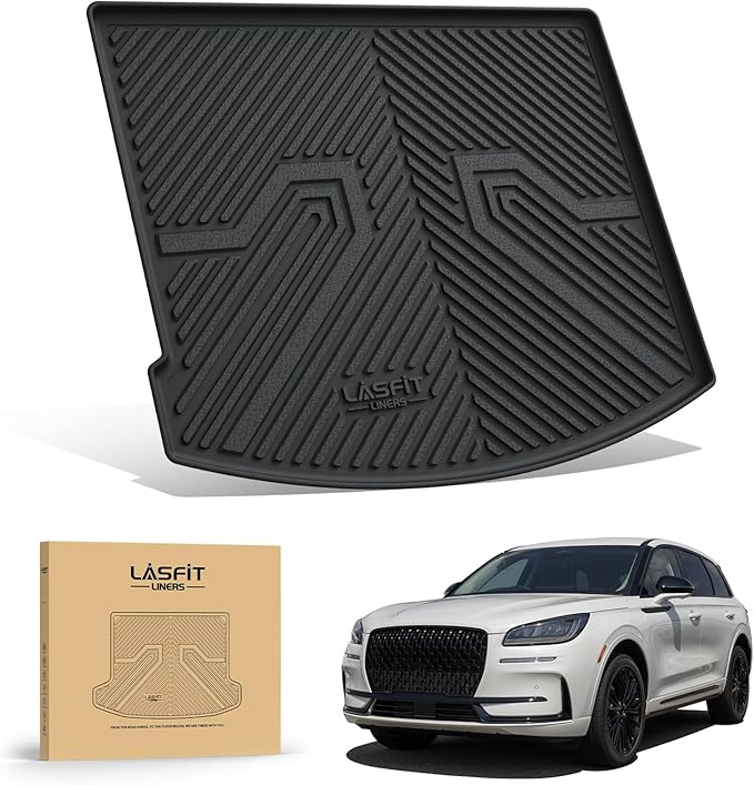 LASFIT Trunk Mat for Lincoln Corsair 2025 2024 2023 2022 2021 2020, All Weather TPE Cargo Mats Custom Fit Cargo Liner Front & Rear Trunk Liner, Black, Easy to Clean