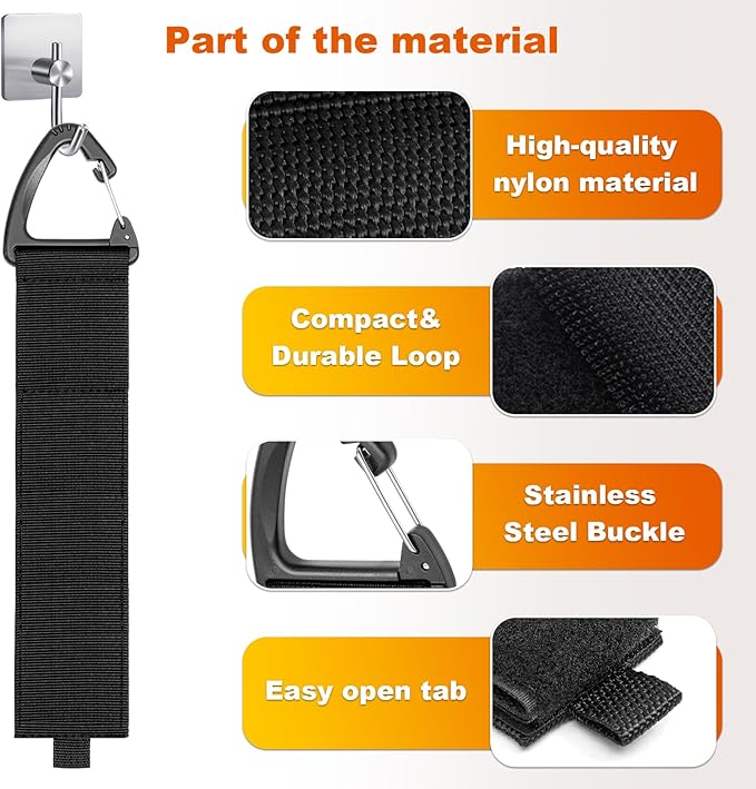 Extension Cord Holder Organizer(10Pack), Extension Cord Hanger for Garage Organization and Storage, 4-pk 16",2-pk17 and 4-pk 22" Heavy Duty Storage Straps, Garage Gadgets for Men (10, Black)