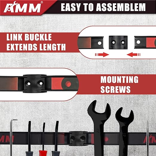 AMM 8PCS Magnetic Tool Holder Strip, 12" Heavy Duty Tool Organizer Magnetic Strip with Mounting Screws, Tool Magnet Bar for Tool Storage, Garage Organization