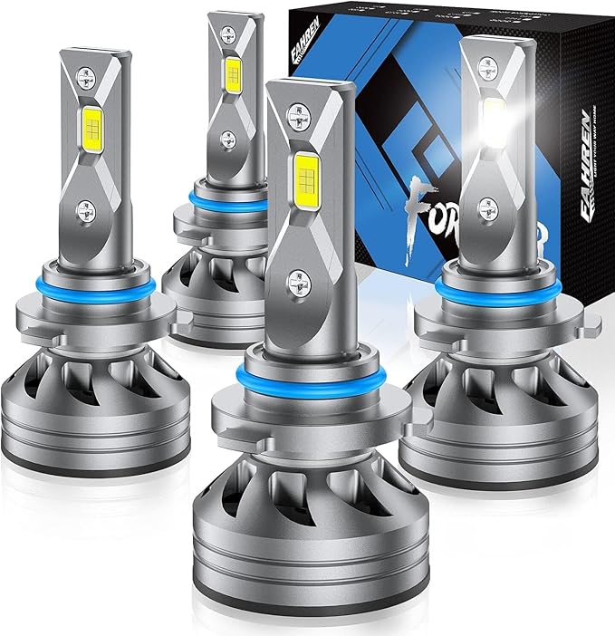 FAHREN 9005/HB3 9006/HB4 𝐋𝐄𝐃 Bulbs Combo, 𝟗𝟎𝟎% 𝐁𝐫𝐢𝐠𝐡𝐭𝐞𝐫 9006 9005 Fog Light Bulbs with 6500K White High-Performance, 1:1 Halogen Size, Non-Polarity, Pack of 4