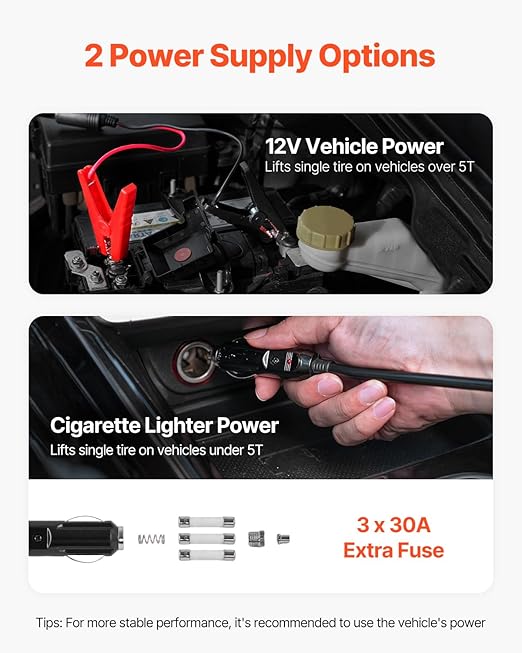 VEVOR Electric Car Jack, 15 Tons /33000 lbs, Adjustable Electric Scissor Jack with High Load Capacity, 12V Dual-Powered Tire Change Replacement with LED Light, Portable Jack kit for Sedan, SUV, Truck