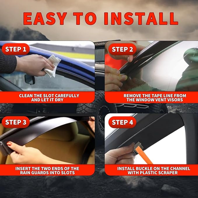 4pcs in Channel Rain Guards Fit for 2012 2013 2014 2015 2016 2017 Ford Focus Hatchback/Sedan, Durable Window Visors Side Wind Deflectors, Vent Shades Visors Shield