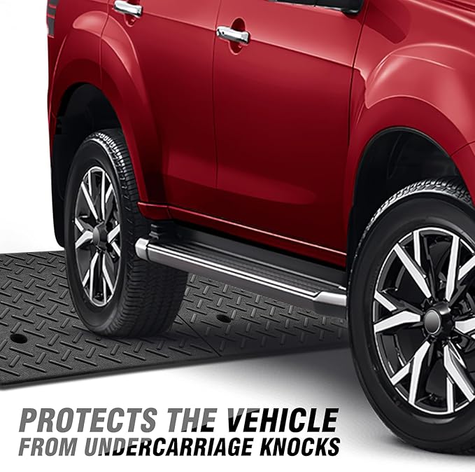 DNA MOTORING 7.7" Rise Rubber Curb Ramp Heavy Duty Loading Driveway Ramp Threshold Ramp 39 in L x 19.7 in W x 7.7 in H for Loading Dock, Warehouse, Wheelchair, Motorcycles, Cars, TOOLS-00654