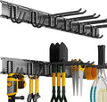 Garage Organization Tool Organizer Wall Mount, 48inch Heavy Duty Garden Tool organizer Storage System, Easy Install With 6 Adjustable Hooks, For Garage, Basement, Shed, Workshop(Black)