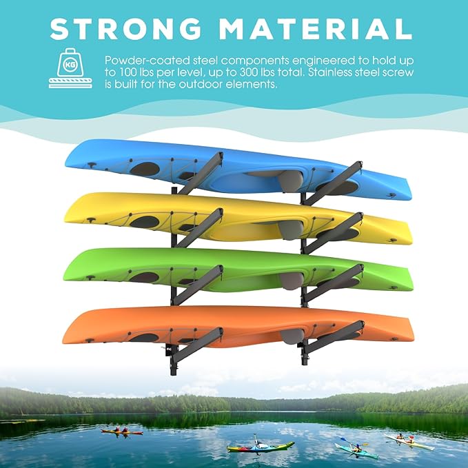 Kayak Storage Rack, Heavy Duty Freestanding Sup Storage Stand for Outdoor Use, Storage Rack for Kayaks, SUPs, Canoe and Paddleboard,…