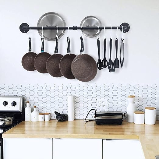 Nisoger 24 Pack 4 inch Vinyl Coated S Hooks with Rubber Stopper Non Slip Heavy Duty S Hook, Steel Metal White Rubber Coated Closet S Hooks for Hanging Jeans Plants Jewelry Pot Pan Cups Towels