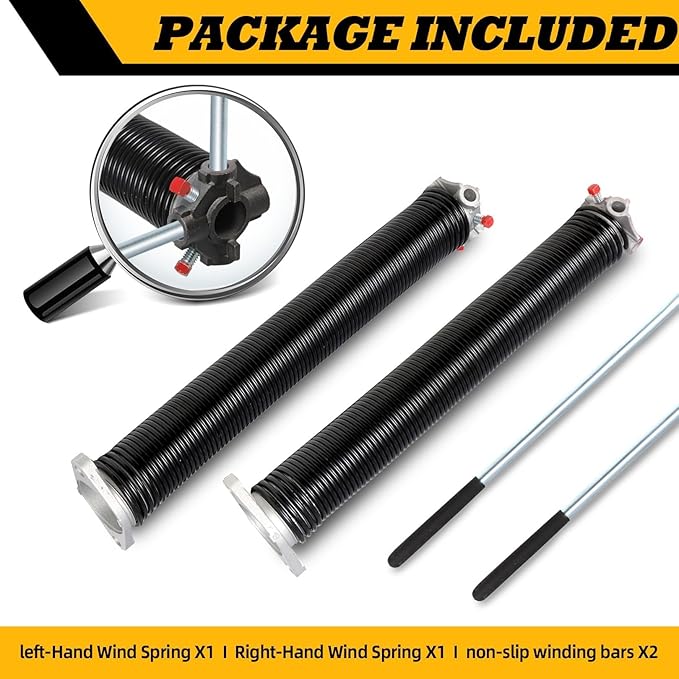 Pair of 2"Garage Door Torsion Springs Set with Non-Slip Winding Bars, Electrophoretic Coated (0.234X2"X27")