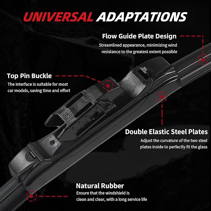 OTUAYAUTO Premium Windshield Wiper Blades - Replacement for BMW X2 2018-2022 - Precision Fit, All-Weather Performance, Front and Rear Wiper Blades, Pinch Tab - 24"+20"+13" (Pack of 3)