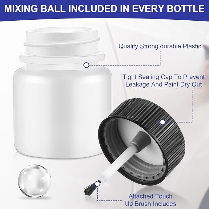 Maxcheck 60 Pcs Empty Touch Up Paint Bottles Container 1oz 30ml Reusable Small Paint Bottles with Brush Applicator and Mixing Ball for Fix Chips Scratches Auto Car