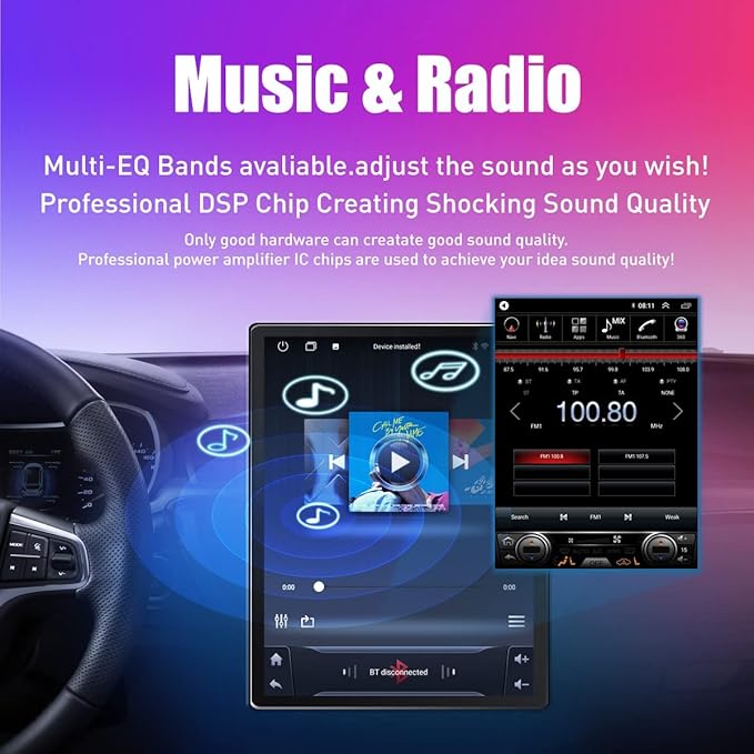Kunfine Tesla Style Car CarPlay Android Auto Navigation Stereo GPS Radio Camera 9.7" IPS Touchscreen Headunit Tablet Media Player for Peugeot 301 2013-2022, if Applicable Octa Core 6G+128G Basic
