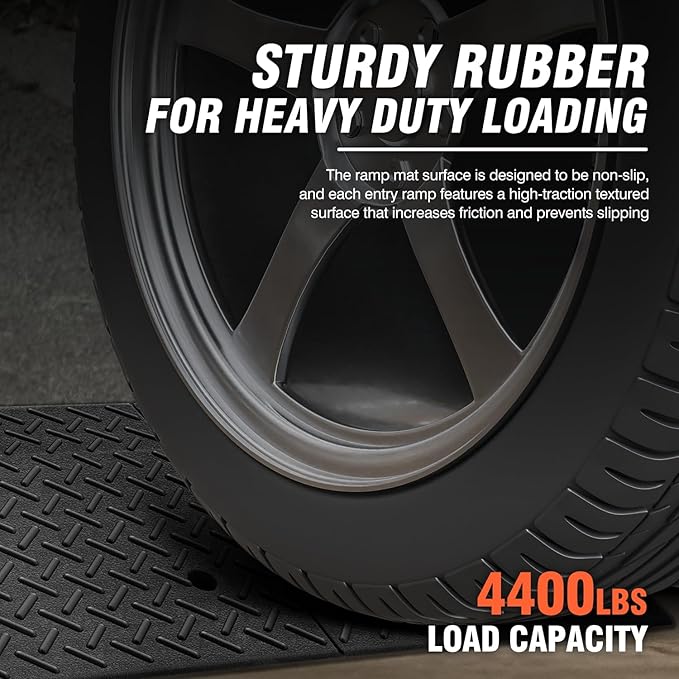 DNA MOTORING 6.9" Rise Rubber Curb Ramp Heavy Duty Loading Driveway Ramp Threshold Ramp 39 in L x 19.5 in W x 6.9 in H for Loading Dock, Warehouse, Wheelchair, Motorcycles, Cars, TOOLS-00653