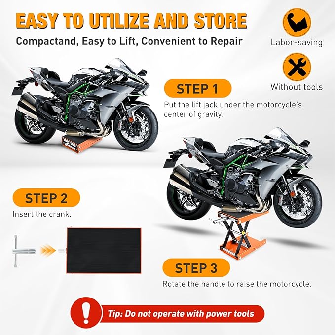 Nilight Motorcycle Lift Jack 1100 LBS Scissor Jacks Stand Lift with Wide Deck Safety Pin Handle 3.4"-14.2" Height Adjustable Hoist Stand Garage Repair Lifter for Motorcycles ATV Dirt Bike, Orange