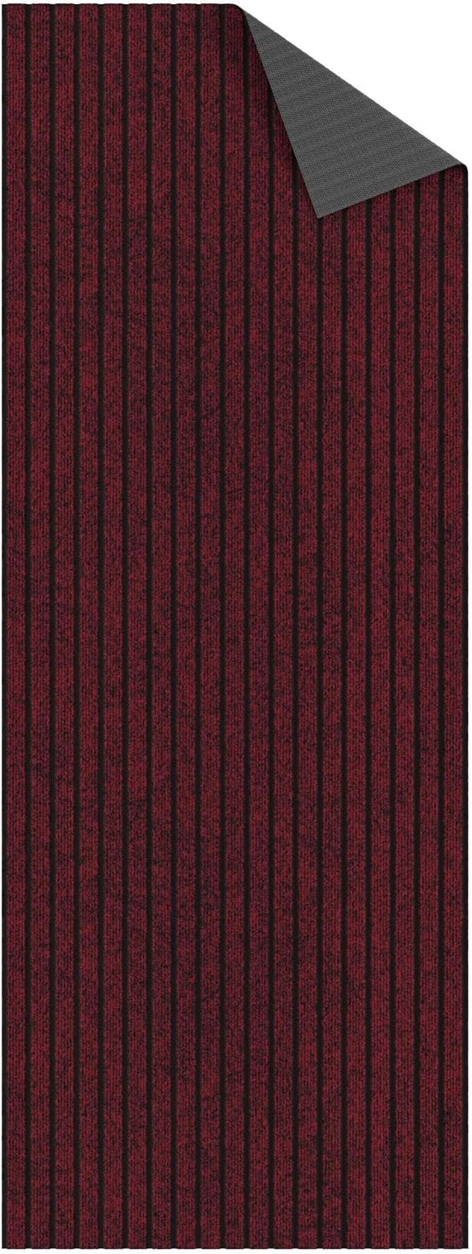 Ottomanson 2' x 11' Hallway Runner with Scraper Pile - Extra Durable Non-Slip Rug Mat for Indoor & Outdoor Use - Ideal for Kitchen, Entryway, Patio & Garage - High-Traffic Carpet, Red