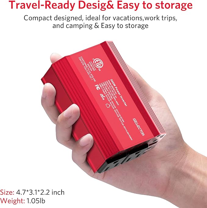 300W Car Power Inverter, USB-C PD65W QC 18W Converter Car Charger, DC 12V to 110V for Vehicles, Power Adapter for Car Charging