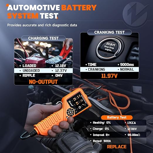 KZYEE KM601 Power Circuit Probe Kit, 12V-24V Automotive Circuit Tester with Battery Test, Multimeter, Oscilloscope, Fuel Injector, Short Circuit Finder, Component Activator, Current Probe, 30FT Cable
