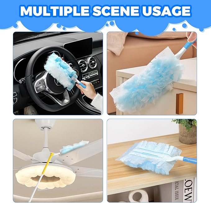 Duster Refills Compatible with Swiffer Heavy Duty Duster Refill,1 Handle+10 Count Dusters for Swiffer Duster Kit,Dusters for Cleaning/Car/Electronics/Furniture/Blinds/Ceiling Fan Cleaner