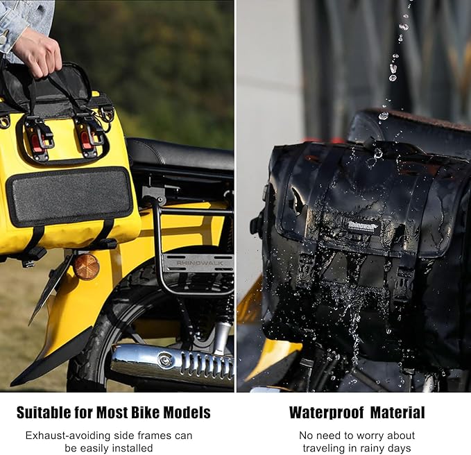 HUNTVP Motorcycle Saddlebags 15L Saddle Bags Motorcycles Single Side Pannier Bag Waterproof Motorcycle Tail Bag Portable Multifunctional Shoulder Bag (Black)