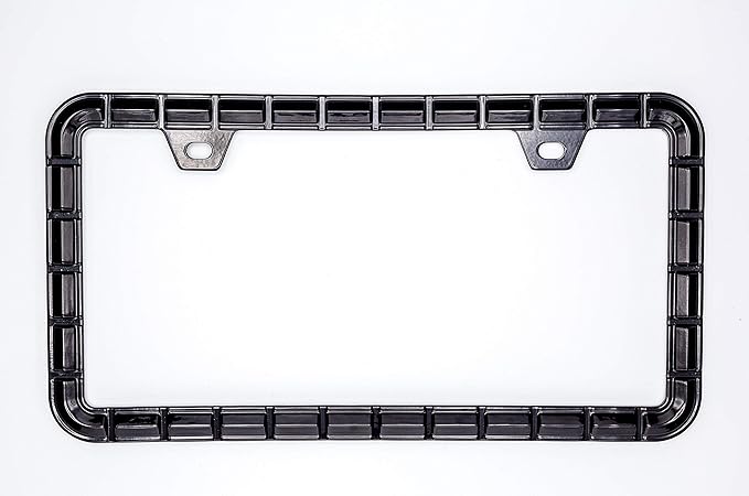 Creathome 3D Brilliance Black License Plate Frames, Pure Zinc Alloy Metal with Chain Patterned