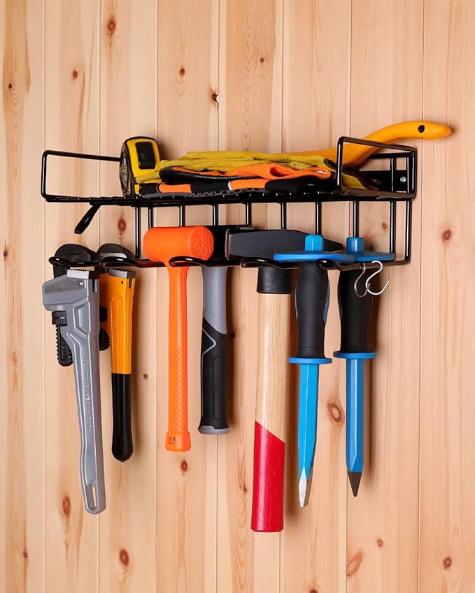 UNITEDPOWER Wall Mounted Power Tool Organizer Holder, Heavy Duty Utility Storage Rack With Shelf for Battery Powered Hand Tools, Workshop, Shed, Garage, Home