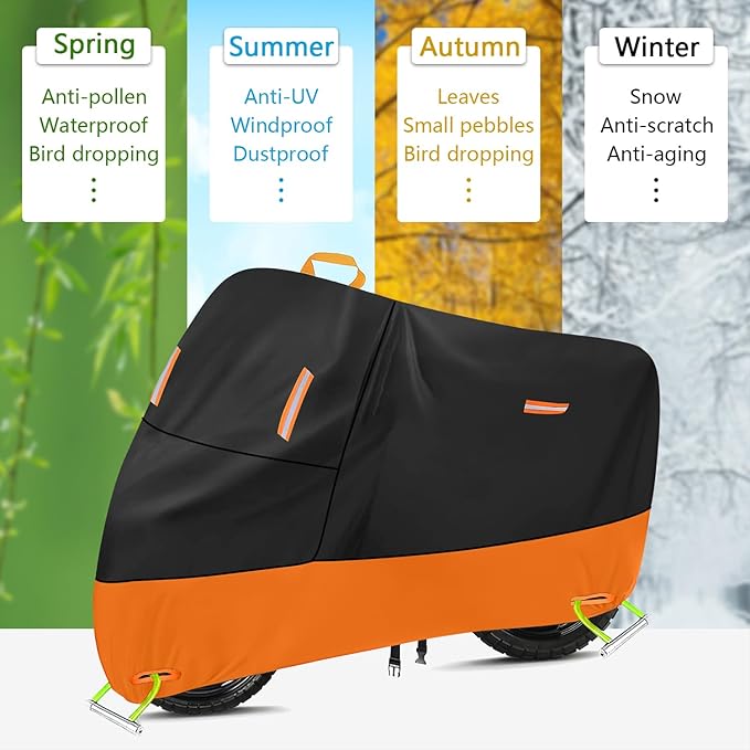 Heavy Duty Motorcycle Cover 300D Oxford Heavy Duty Oxford Dirt Bike Cover 450cc funda para Moto Protect from Rain Sun Snow Dust UV Storm Wind Electric Motorcycle rain Cover (XXL: 86" x 37" x 50")