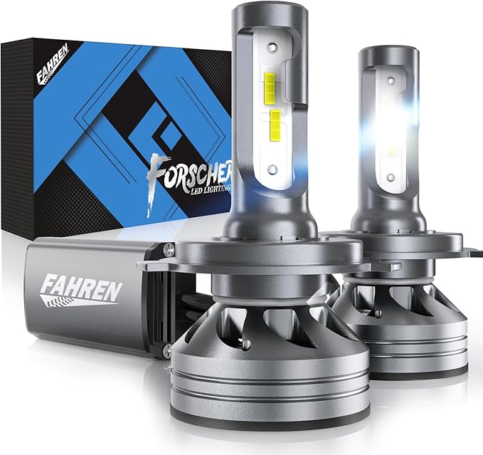 H4 Light Bulb, 40000LM 900% Super Brighter, Real 1:1 Size, 9003/HB2 Fog Light for Night Driving, 6500K Cool White, 60000Hrs Long Service Life with Cooling Fan, Plug and Play, Pack of 2