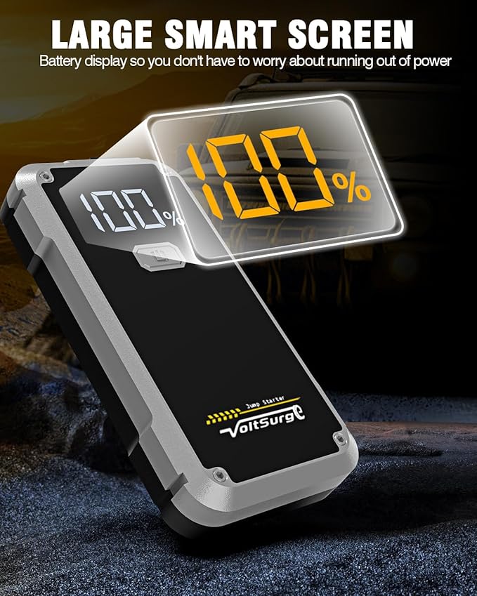 4500A Jump Starter, VoltSurge Jumper Starter Portable for Up to 7.0L Gas & 5.5L Diesel Engines, 12V Car Battery Charger, Jump Box Battery Pack with LCD Display and LED Light