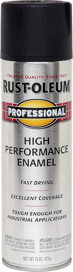 Rust-Oleum 239107 Professional High Performance Enamel Spray Paint, 15 Oz, Semi-Gloss Black