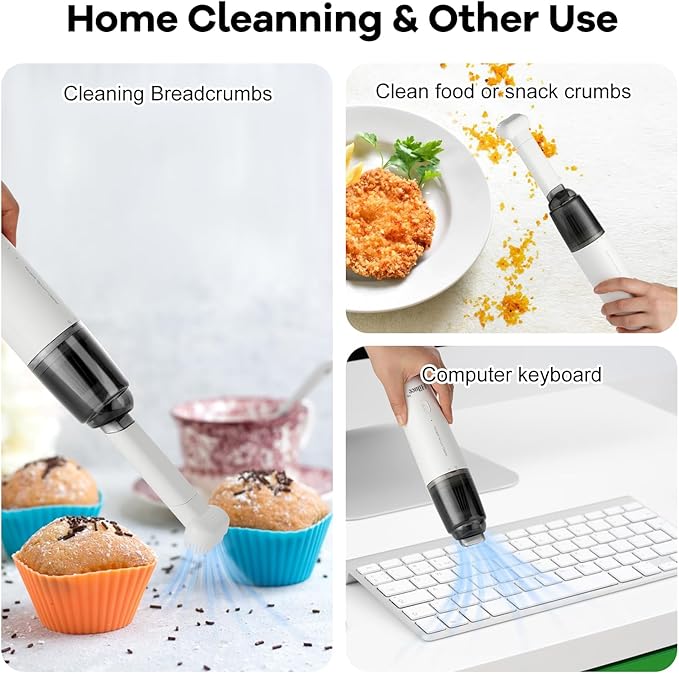 Mini Vacuum Cleaner Cordless, Portable Keyboard Vacuum Cleaner, Wireless Handheld Car Vacuum with 9000 Pa, High Power Rechargeable 2 Speeds, Lightweight Vacuum for Car, Home, Office, Pet