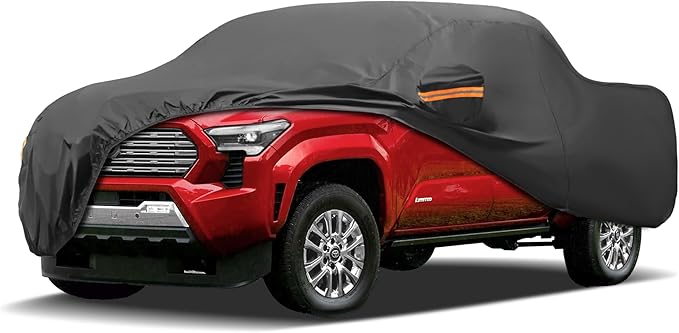 MORNYRAY Compatible with Toyota Tacoma,Car Cover Outdoor Waterproof Sun Rain Snow Hail Protection with Driver Door Zipper (Black, Custom Fit Toyota Tacoma)