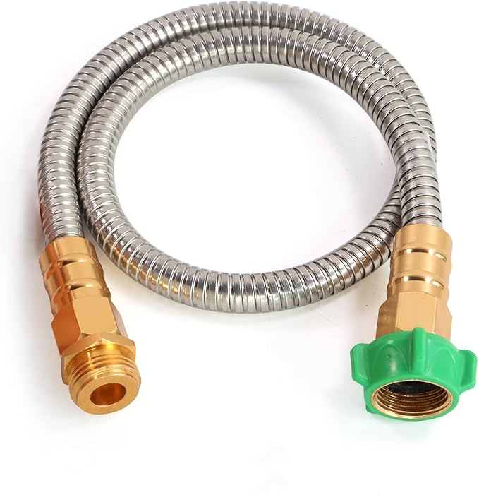 Metal Short Garden Hose 6 ft, 8 ft, 12 ft Flexible Stainless Steel Leader Hose Extension, Heavy Duty Water Hose Small Lightweight Hose Extender (6FT)
