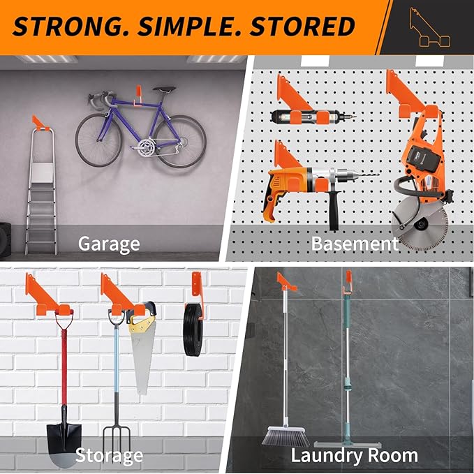 Chainsaw Hanger, 180LB Wall Mount Chainsaw Holder, Heavy Duty Chainsaw Storage Rack for Garage Organization, Mounted Garage Tool Holder for Chainsaw Accessories