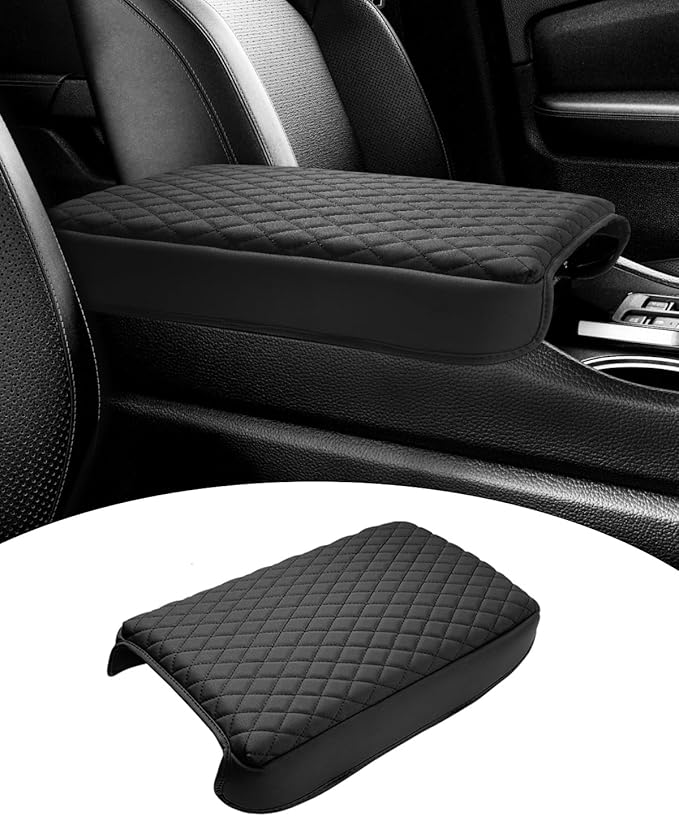 Shademax Custom for Honda Pilot Center Console Cover,Armrest Cover for Honda Pilot/Ridgeline/Passport Accessories 2023-2025 2026 Arm Rest Cushion Pad Console Lid Cover PU Leather Black