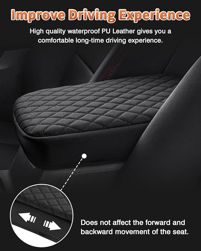 Shademax Center Console Cover for Chevy Colorado/GMC Canyon 2023-2025 2026 Accessories Armrest Cover for Colorado/Canyon Truck Arm Rest Cushion Pad PU Leather Middle Console Cover Seat Box Protector