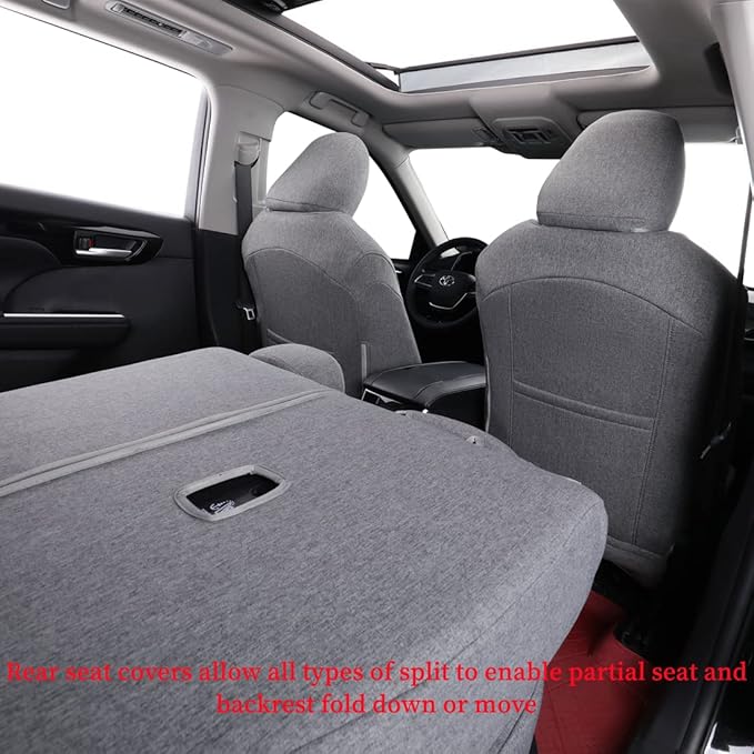 coverdream Camry Seat Covers Custom Fit for 2018-2024 Toyota Camry L LE SE SE Nightshade,Full Coverage Polyester Car Seat Protector (Full Set,Gray)