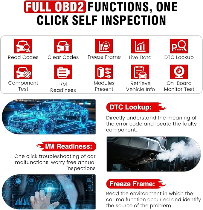 BOSSCOMM IF742 OBD2 Scanner, ABS/SRS/Transmission/Check Engine Code Reader Scan Tool with 6 Resets, ABS Bleeding/Oil/EPB/SAS/Throttle/BMS, Car Scanner Diagnostic Tool for All Cars, Upgraded of IF740