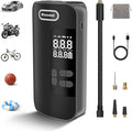 Tire Inflator Portable Air Compressor, 150PSI Rechargeable 2X Faster Cordless Air Pump, Portable Tire Inflator with Pressure Gauge & LED Light 4 Preset Modes, Electric Air Pump for Motor Bike Ball