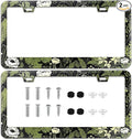 2 Pcs Sage Green Floral License Plate Frame Plant Flowers Stainless Steel License Plate Frames Holder Covers Auto Parts Decoration with Screws License Plate Holder for Car Accessories 12x6 Inch