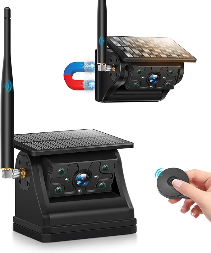 Portable 1080P Solar Magnetic Wireless Backup Camera with IR Night Vision, Easy Install Waterproof No Drilling, Rechargeable RV Camera 9900mAh Battery&Solar Panel for MYPIN Wireless Backup Camera kit
