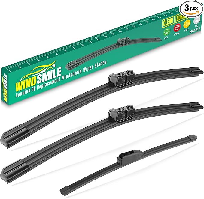 26" 19" 12" Windshield Wiper Blades Replacement for Jaguar F-Pace Fpace 2017 2018 2019 2020 2021 2022 2023 2024 Premium All Weather Front Rear Wipers Set - OEM Quality (Pack of 3)
