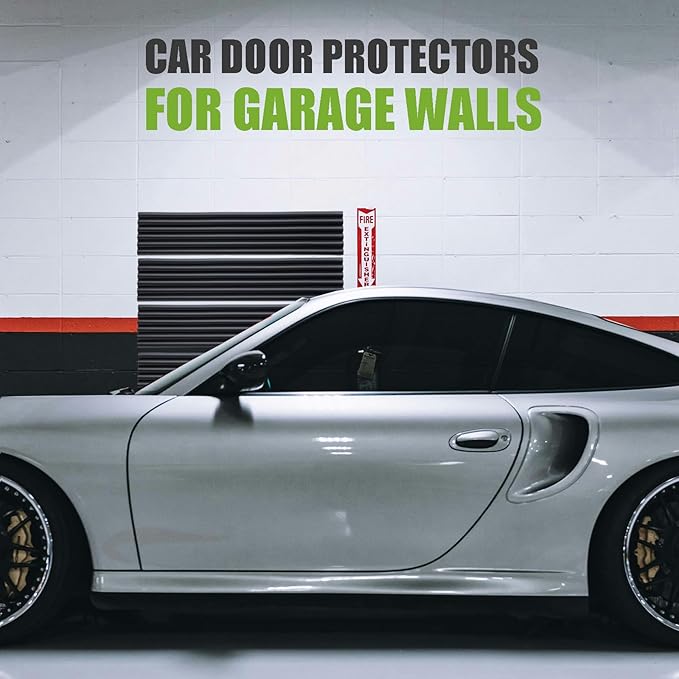 Garage Wall Protector Strip Car Door Protector, Self-Adhesive Rubber Garage Wall Guards for Car SUV Doors, Waterproof Wall Bumper Guards for Cars - 2.75x16 Inches 6 Packs - Black
