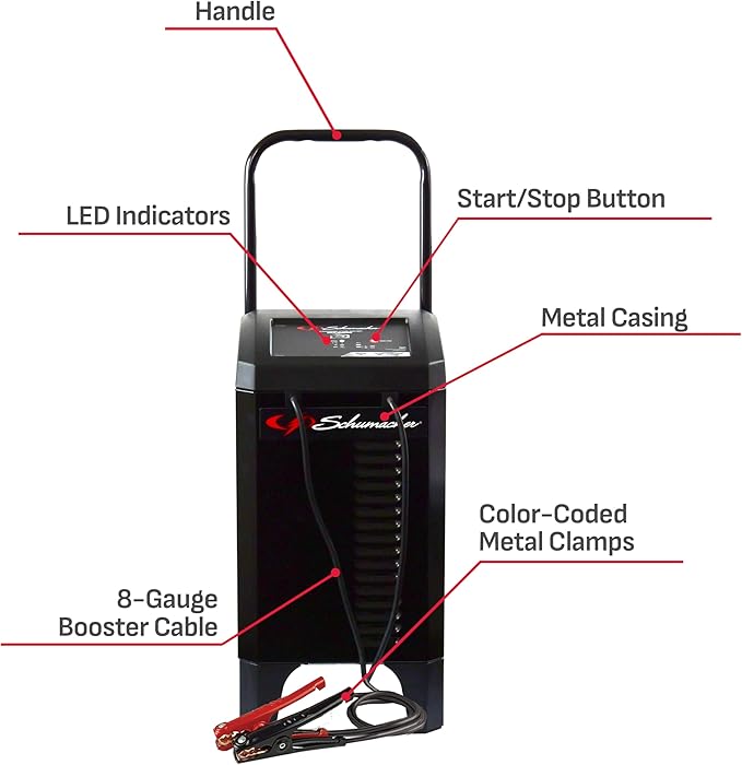 Schumacher Electric 4-in-1 Wheeled Battery Charger, Maintainer, and Engine Starter, SC1324, Fully Automatic, 200 Cranking Amps, 40 Amp Boost, 12V, for Car, Truck, and Other Large Vehicle Batteries