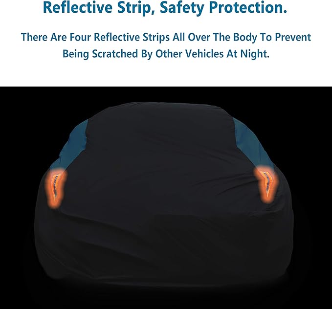 MORNYRAY Waterproof Car Cover All Weather Snowproof UV Protection Windproof Outdoor Full Car Cover, Universal Fit for Coupe/Cabrio (Length 204-217 Inch, Blue)