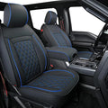 LUCKYMAN CLUB F150 Faux Leather Seat Covers Fit for 2015-2024 2025 F150 SuperCrew and 2017-2024 2025 F250 F350 F450 Super Duty Crew Cab Pickup Trucks(Full Set, Black&Blue)