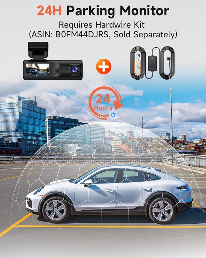 3 Channel Dash Cam, Dash Camera 2.5K Front and Dual 1080P Inside/Rear with 64GB Card, Wi-Fi Dash Cam Front and Rear, Night Vision, G-Sensor, 24H Parking, Loop Recording, 1.97”IPS, Support 256GB