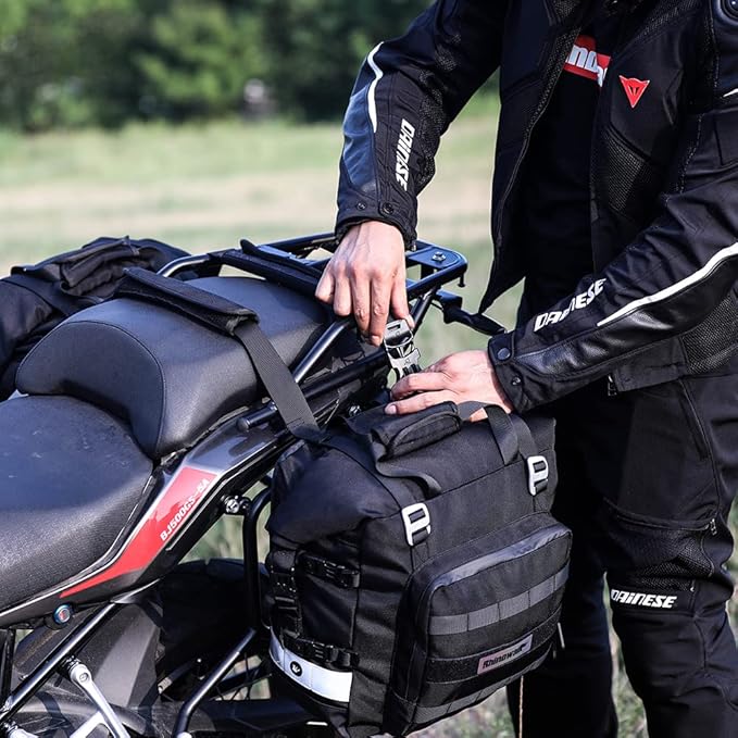 Rhinowalk Motorcycle Saddle Bag Waterproof Motor Pannier Bag Luggage Pack Quick Release Motorbike Side Bag 20L (Black)